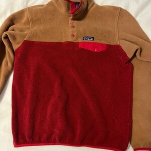 Patagonia Red and Tan Fleece Pullover